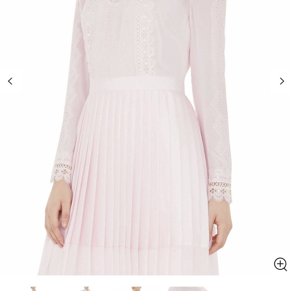 Ted Baker Looez Lace Trim Dress, Pink Nude Size 6-8 - Picture 5 of 16